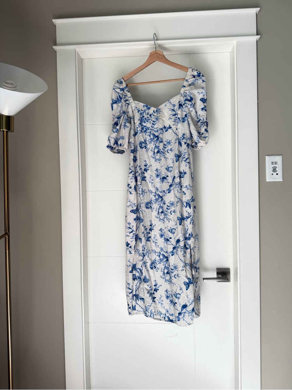 H&M Linen Maternity Dress with Blue Floral Print